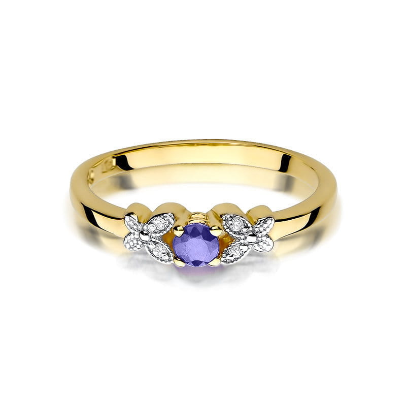 Inel Aur 9K cu Tanzanit 0.15 ct si Diamante Naturale 0.02 ct, imaginea 2 din 8