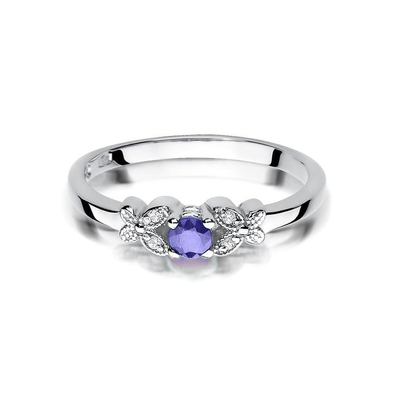 Inel Aur 9K cu Tanzanit 0.15 ct si Diamante Naturale 0.02 ct, imaginea 6 din 8