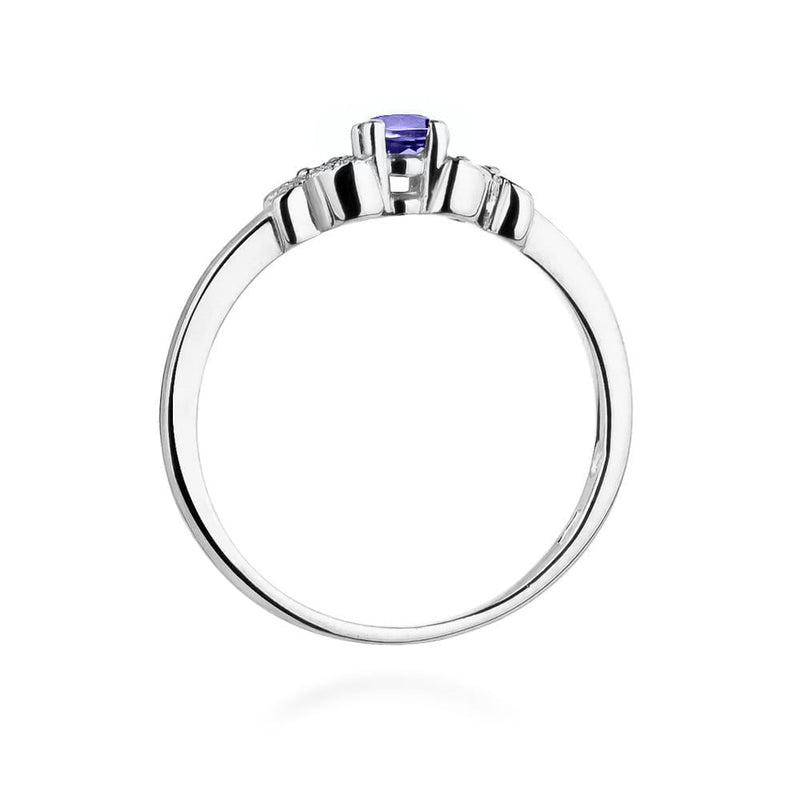 Inel Aur 9K cu Tanzanit 0.15 ct si Diamante Naturale 0.02 ct, imaginea 7 din 8
