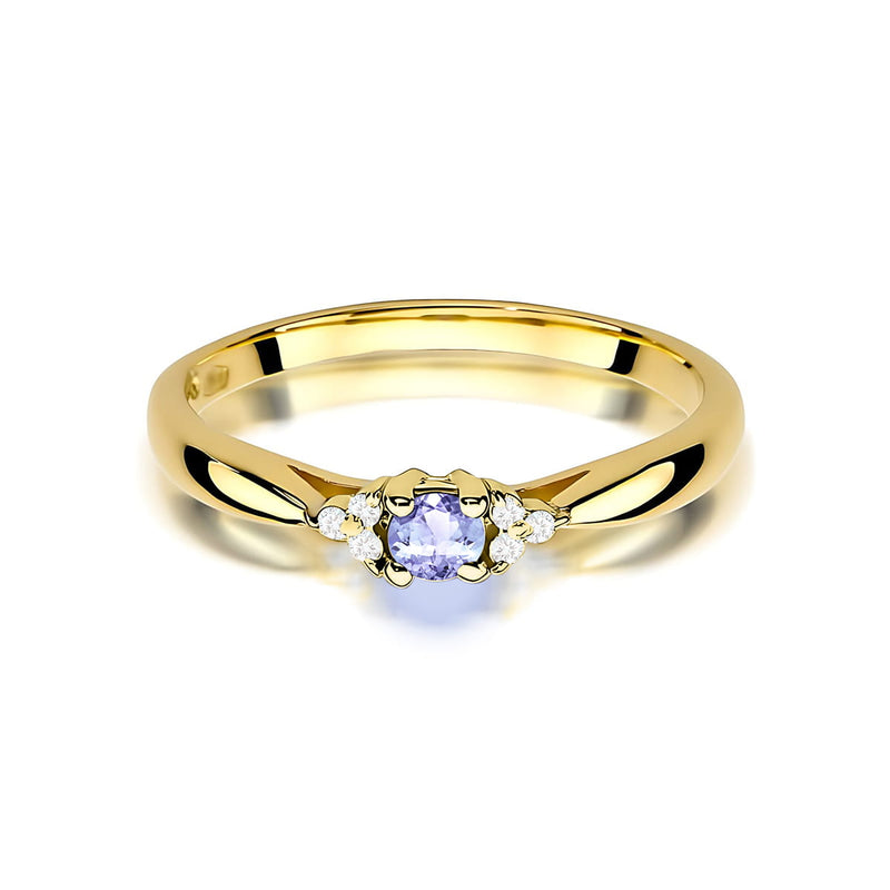 Inel Aur 9K cu Tanzanit 0.15 ct si Diamante Naturale 0.03 ct, imaginea 2 din 8