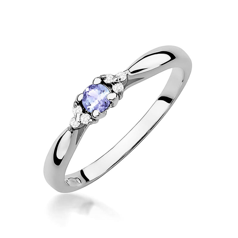 Inel Aur 9K cu Tanzanit 0.15 ct si Diamante Naturale 0.03 ct, imaginea 5 din 8