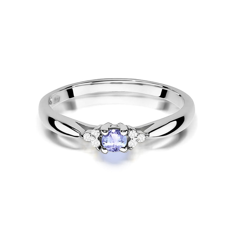 Inel Aur 9K cu Tanzanit 0.15 ct si Diamante Naturale 0.03 ct, imaginea 6 din 8