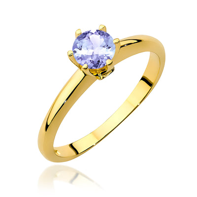 Inel Aur 9K cu Tanzanit 0.50 ct si Diamante Naturale 0.04 ct