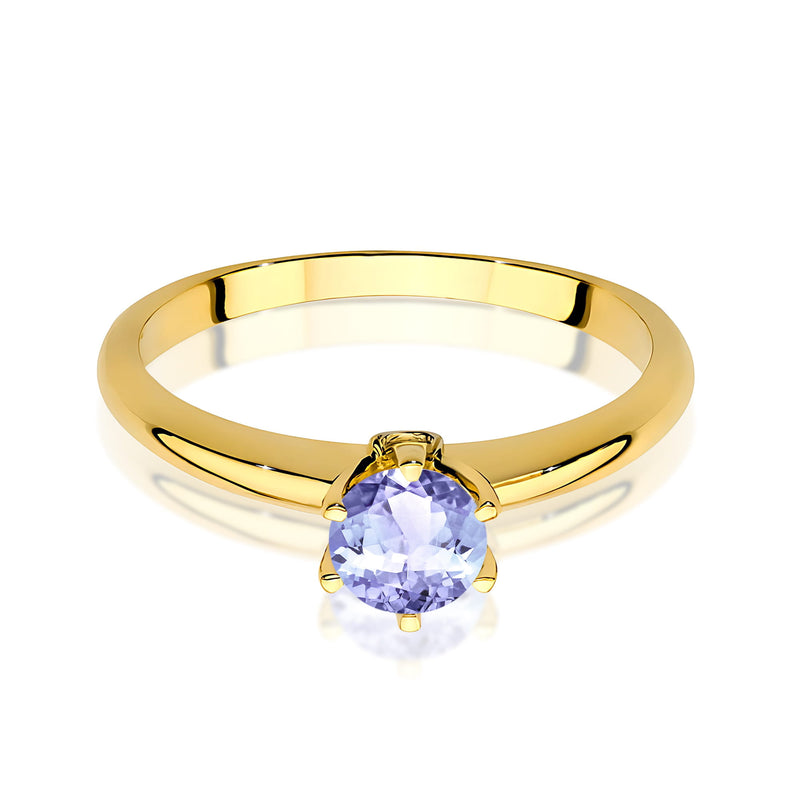 Inel Aur 9K cu Tanzanit 0.50 ct si Diamante Naturale 0.04 ct, imaginea 2 din 8
