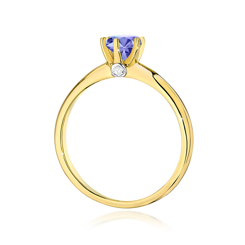 Inel Aur 9K cu Tanzanit 0.50 ct si Diamante Naturale 0.04 ct, imaginea 3 din 8