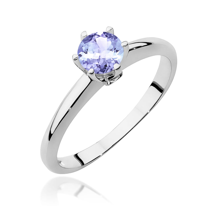 Inel Aur 9K cu Tanzanit 0.50 ct si Diamante Naturale 0.04 ct, imaginea 5 din 8