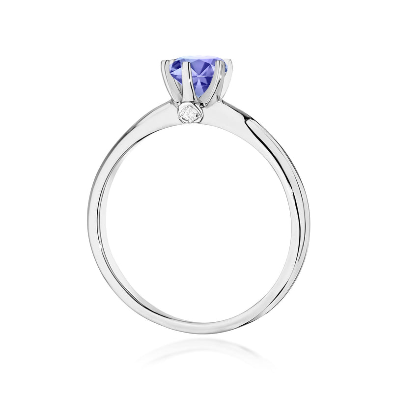Inel Aur 9K cu Tanzanit 0.50 ct si Diamante Naturale 0.04 ct, imaginea 7 din 8