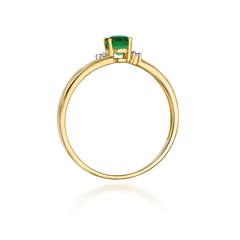 Inel Aur 9K cu Smarald 0.40 ct si Diamante Naturale 0.03 ct, imaginea 3 din 8