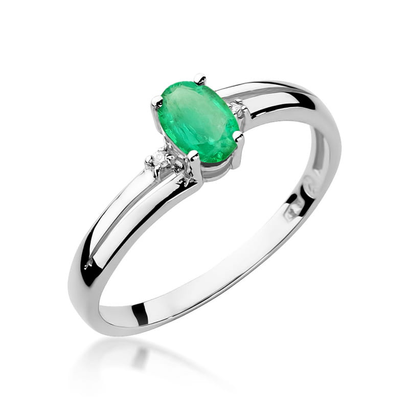 Inel Aur 9K cu Smarald 0.40 ct si Diamante Naturale 0.03 ct, imaginea 5 din 8