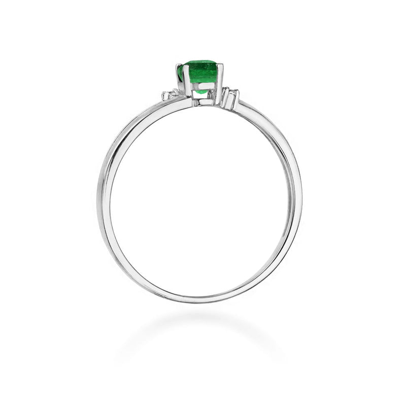 Inel Aur 9K cu Smarald 0.40 ct si Diamante Naturale 0.03 ct, imaginea 7 din 8