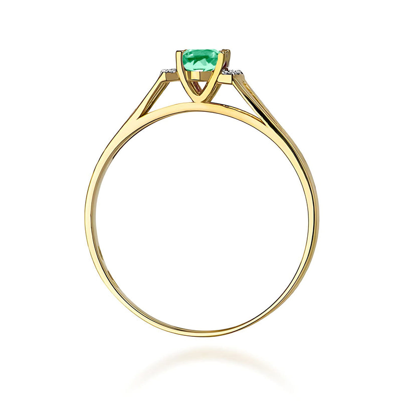 Inel Aur 9K cu Smarald 0.40 ct si Diamante Naturale 0.05 ct, imaginea 3 din 8