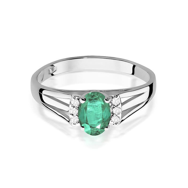 Inel Aur 9K cu Smarald 0.40 ct si Diamante Naturale 0.05 ct, imaginea 6 din 8