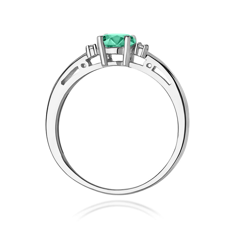 Inel Aur 9K cu Smarald 0.40 ct si Diamante Naturale 0.03 ct, imaginea 7 din 8