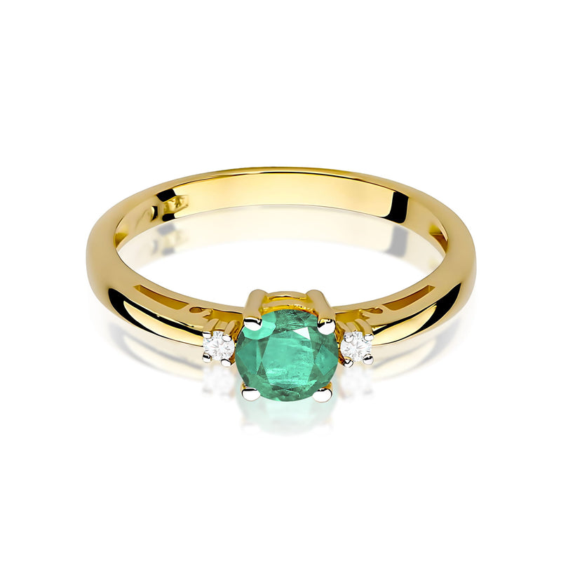 Inel Aur 9K cu Smarald 0.50 ct si Diamante Naturale 0.03 ct, imaginea 2 din 8