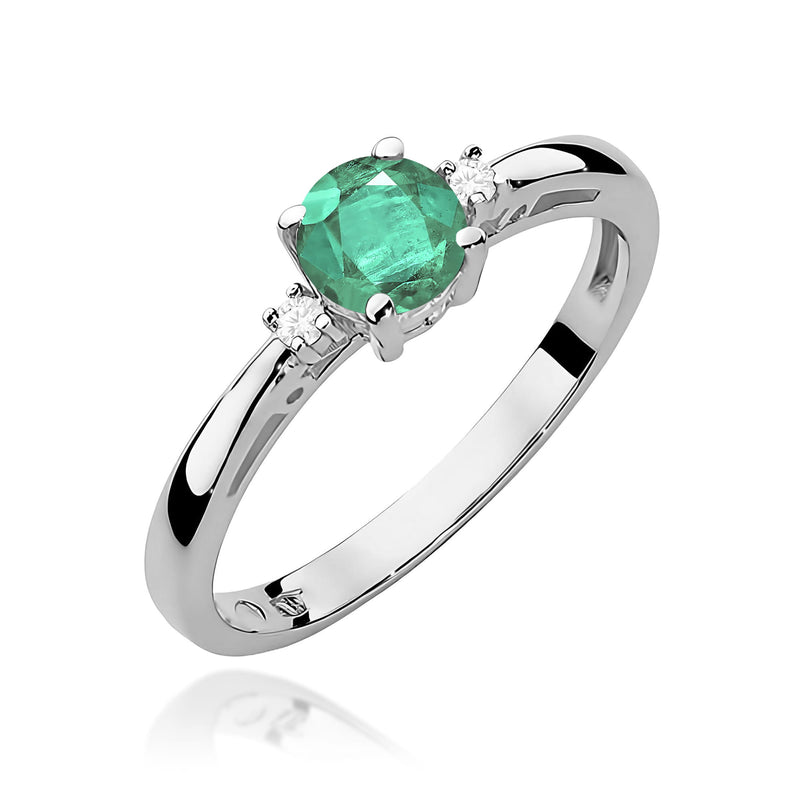 Inel Aur 9K cu Smarald 0.50 ct si Diamante Naturale 0.03 ct, imaginea 5 din 8