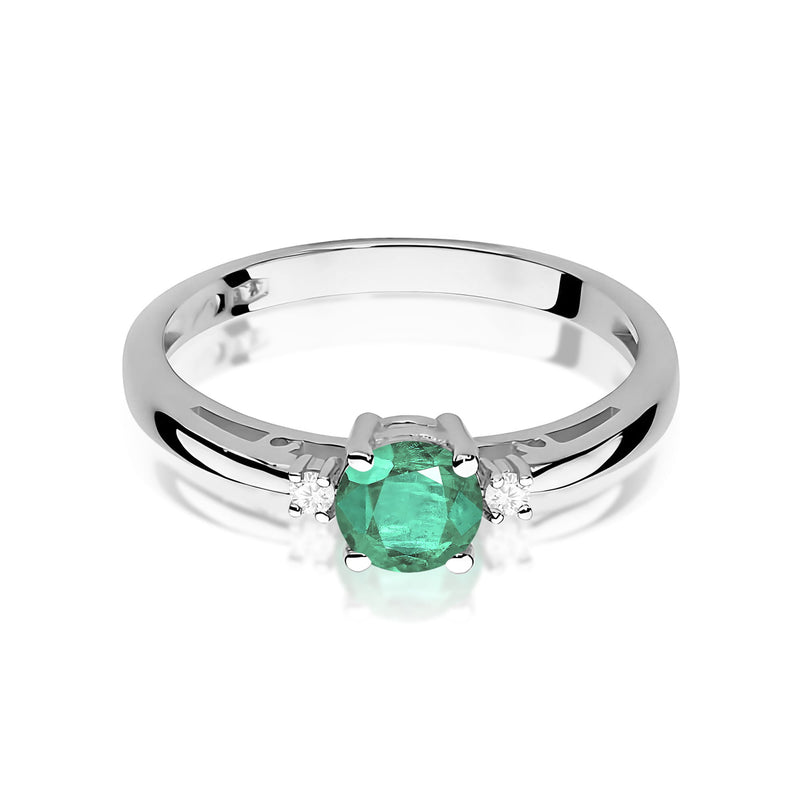 Inel Aur 9K cu Smarald 0.50 ct si Diamante Naturale 0.03 ct, imaginea 6 din 8