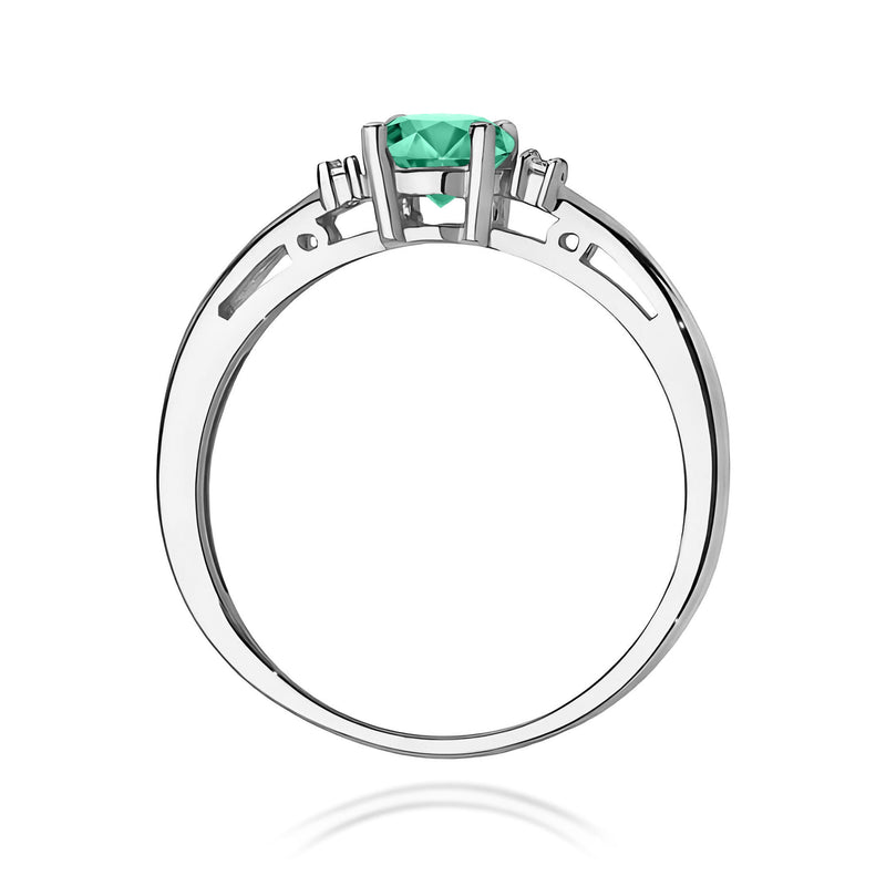 Inel Aur 9K cu Smarald 0.50 ct si Diamante Naturale 0.03 ct, imaginea 7 din 8