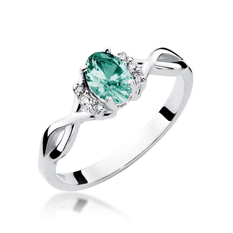 Inel Aur 9K cu Smarald 0.40 ct si Diamante Naturale 0.05 ct, imaginea 5 din 8