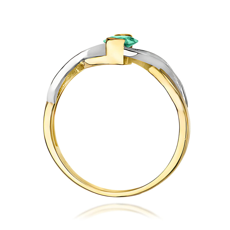 Inel Aur 9K cu Smarald 0.40 ct si Diamante Naturale 0.05 ct, imaginea 3 din 8