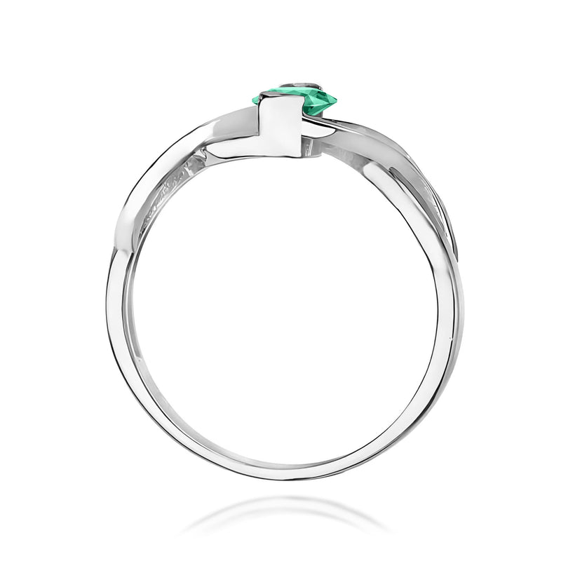 Inel Aur 9K cu Smarald 0.40 ct si Diamante Naturale 0.05 ct, imaginea 7 din 8