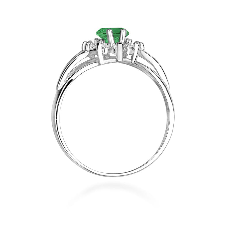Inel Aur 9K cu Smarald 0.80 ct si Diamante Naturale 0.30 ct, imaginea 7 din 8