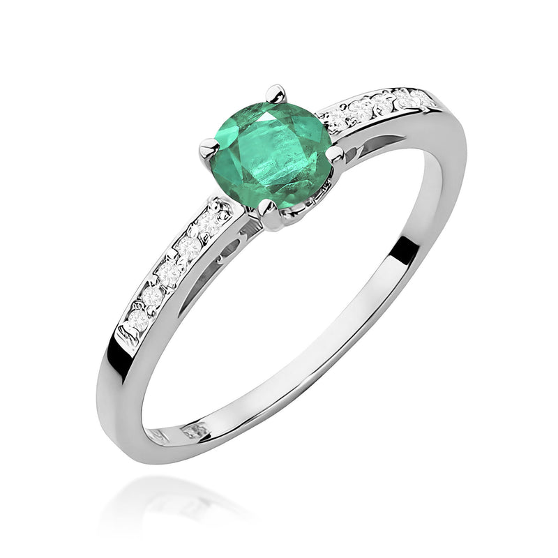 Inel Aur 9K cu Smarald 0.50 ct si Diamante Naturale 0.05 ct, imaginea 5 din 8