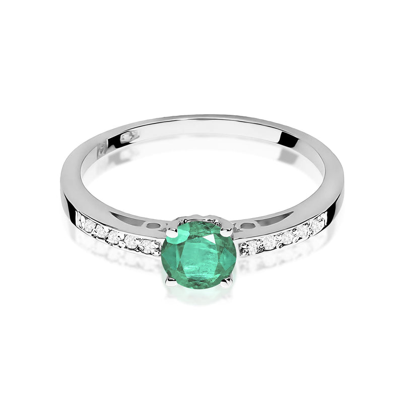 Inel Aur 9K cu Smarald 0.50 ct si Diamante Naturale 0.05 ct, imaginea 6 din 8