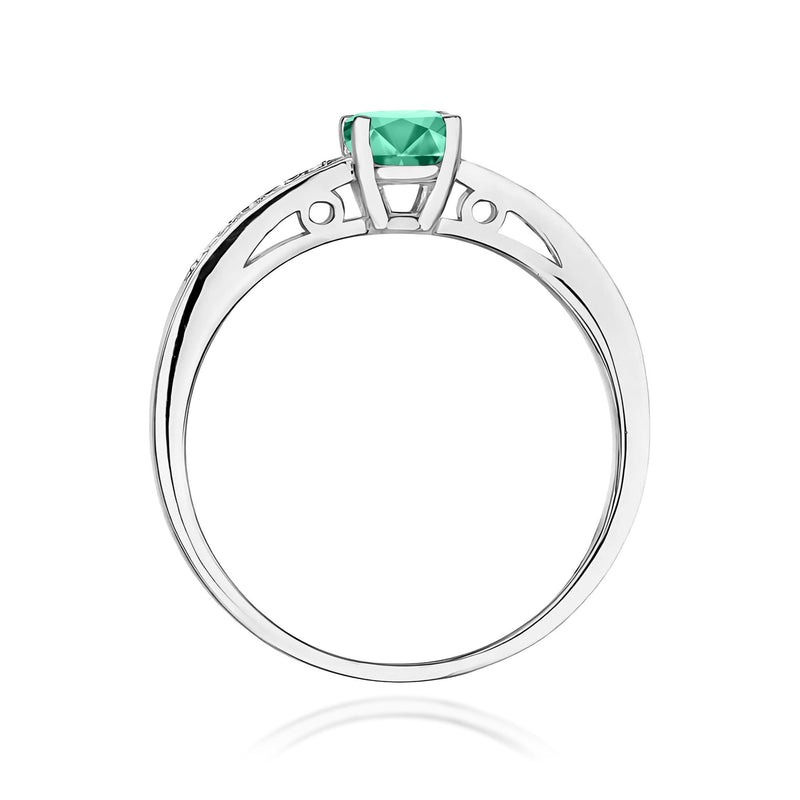 Inel Aur 9K cu Smarald 0.50 ct si Diamante Naturale 0.05 ct, imaginea 7 din 8