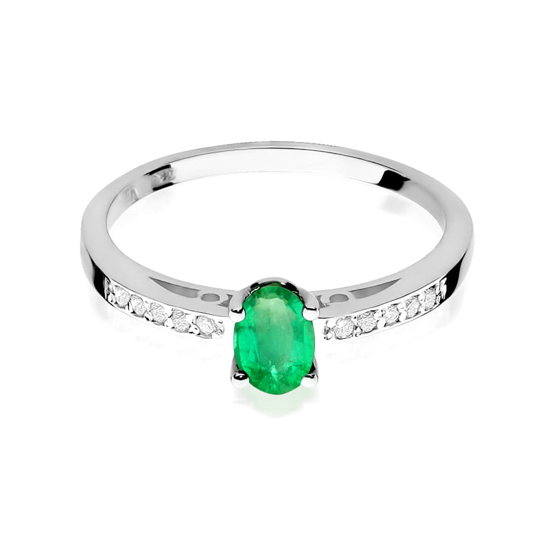 Inel Aur 9K cu Smarald 0.40 ct si Diamante Naturale 0.05 ct, imaginea 5 din 6