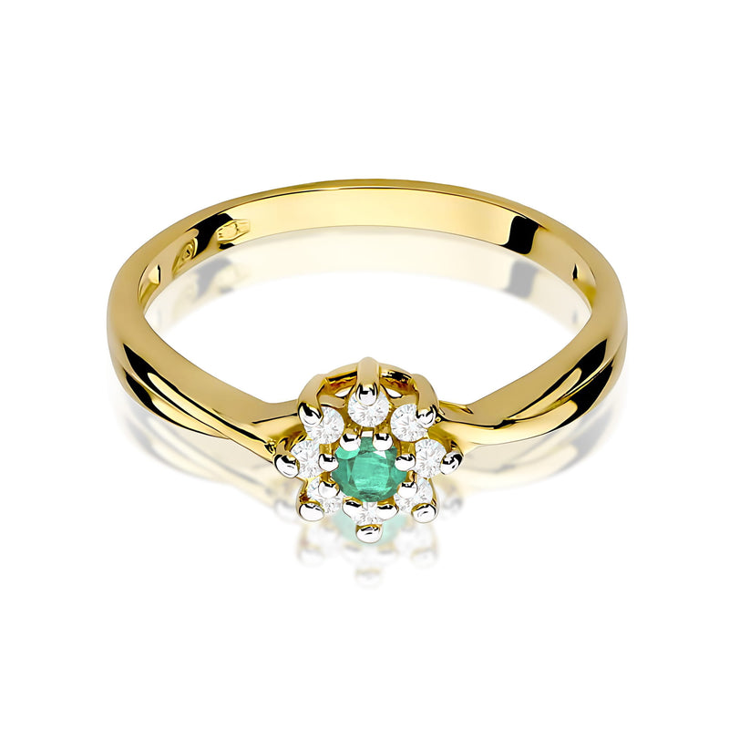 Inel Aur 9K cu Smarald 0.15 ct si Diamante Naturale 0.12 ct, imaginea 2 din 8