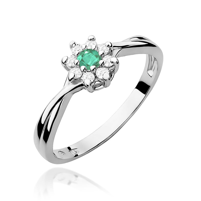 Inel Aur 9K cu Smarald 0.15 ct si Diamante Naturale 0.12 ct, imaginea 5 din 8