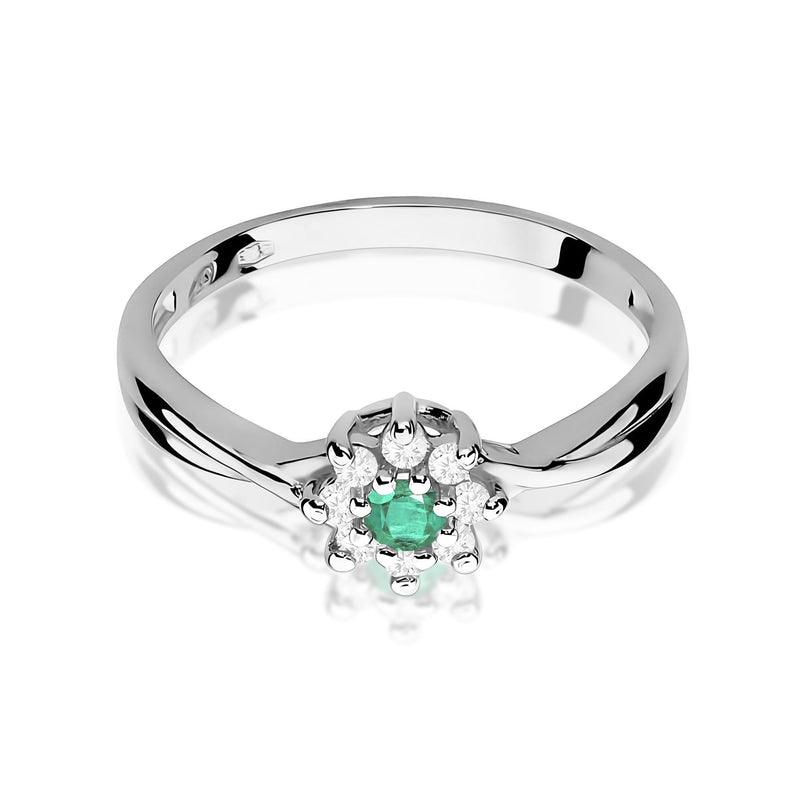 Inel Aur 9K cu Smarald 0.15 ct si Diamante Naturale 0.12 ct, imaginea 6 din 8
