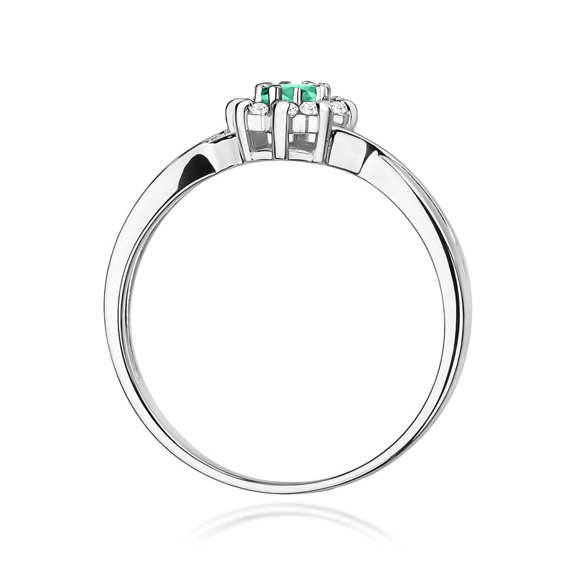Inel Aur 9K cu Smarald 0.15 ct si Diamante Naturale 0.12 ct, imaginea 7 din 8