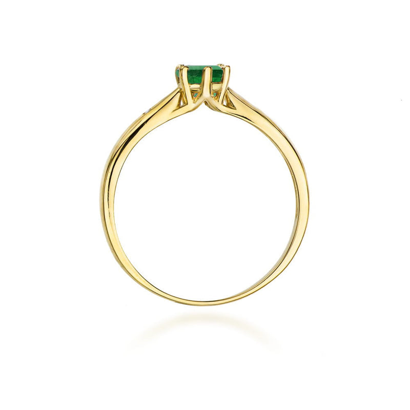 Inel Aur 9K cu Smarald 0.50 ct si Diamante Naturale 0.01 ct, imaginea 3 din 8