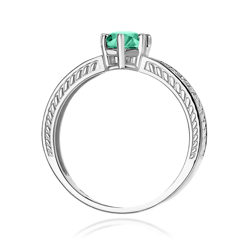 Inel Aur 9K cu Smarald 0.50 ct si Diamante Naturale 0.08 ct, imaginea 7 din 8