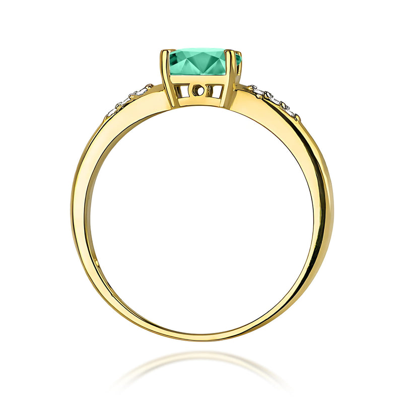 Inel Aur 9K cu Smarald 0.40 ct si Diamante Naturale 0.03 ct, imaginea 3 din 8