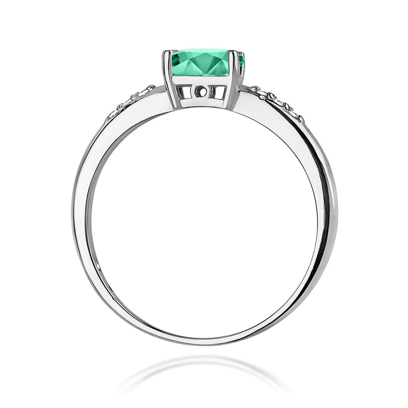 Inel Aur 9K cu Smarald 0.40 ct si Diamante Naturale 0.03 ct, imaginea 7 din 8