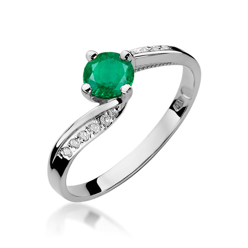 Inel Aur 9K cu Smarald 0.50 ct si Diamante Naturale 0.05 ct, imaginea 5 din 8