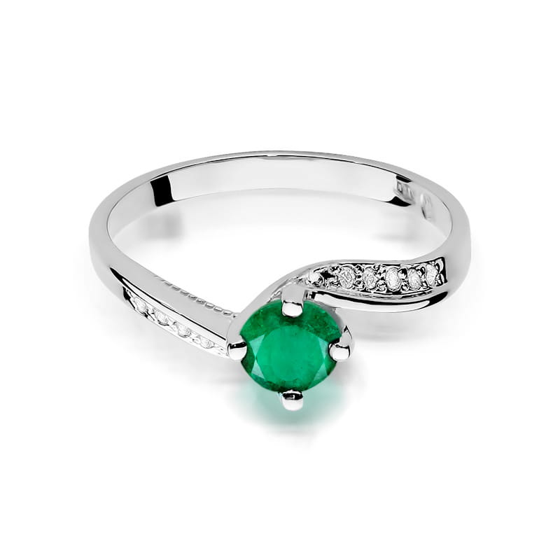 Inel Aur 9K cu Smarald 0.50 ct si Diamante Naturale 0.05 ct, imaginea 6 din 8