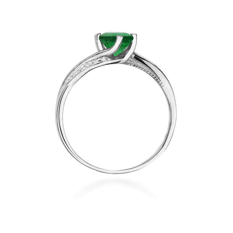 Inel Aur 9K cu Smarald 0.50 ct si Diamante Naturale 0.05 ct, imaginea 7 din 8