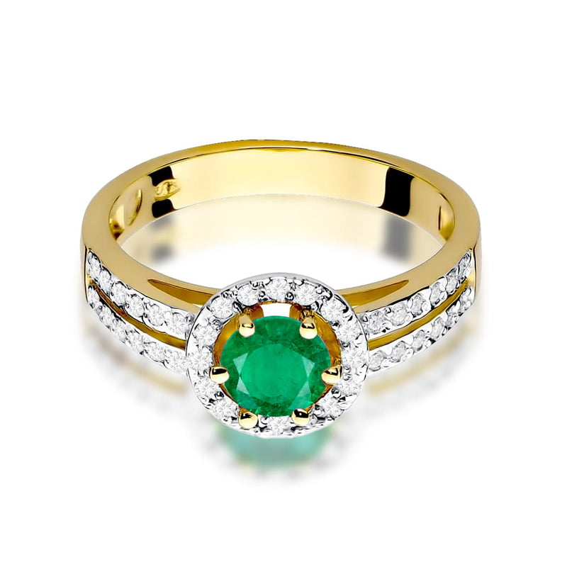 Inel Aur 9K cu Smarald 0.50 ct si Diamante Naturale 0.20 ct, imaginea 2 din 8