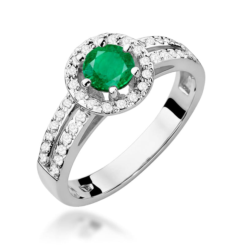 Inel Aur 9K cu Smarald 0.50 ct si Diamante Naturale 0.20 ct, imaginea 5 din 8