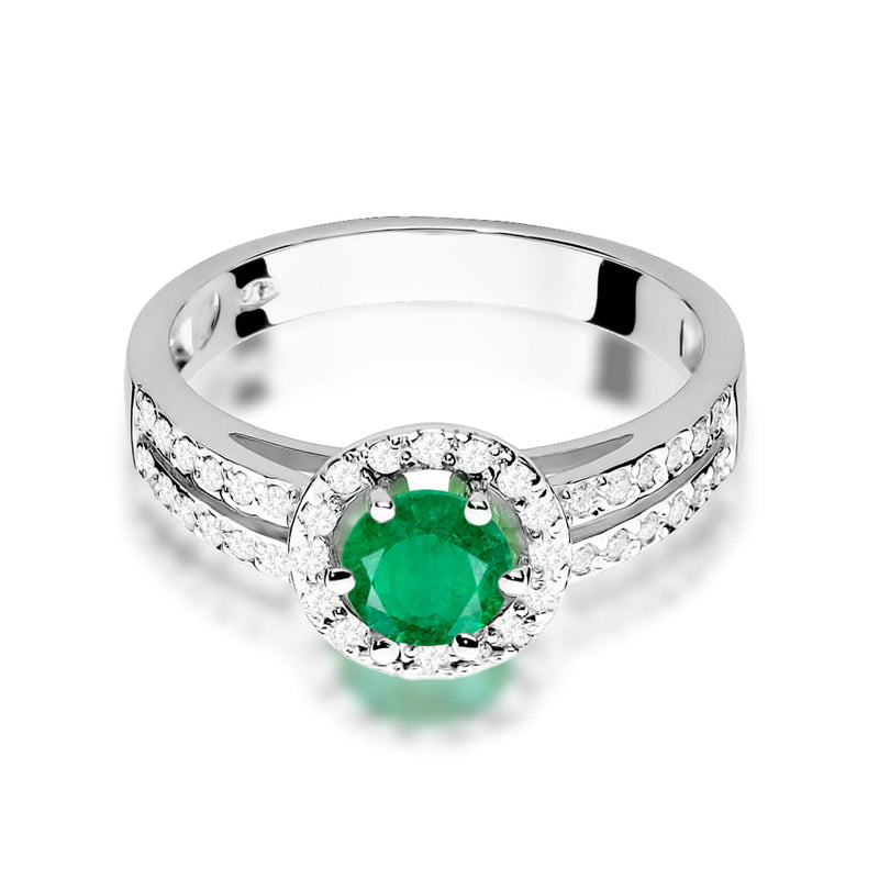Inel Aur 9K cu Smarald 0.50 ct si Diamante Naturale 0.20 ct, imaginea 6 din 8