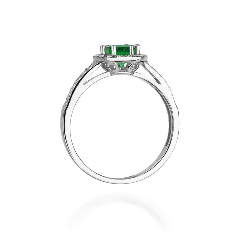 Inel Aur 9K cu Smarald 0.50 ct si Diamante Naturale 0.20 ct, imaginea 7 din 8