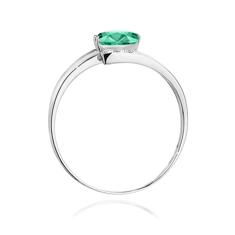 Inel Aur 9K cu Smarald 0.40 ct si Diamante Naturale 0.05 ct, imaginea 7 din 8