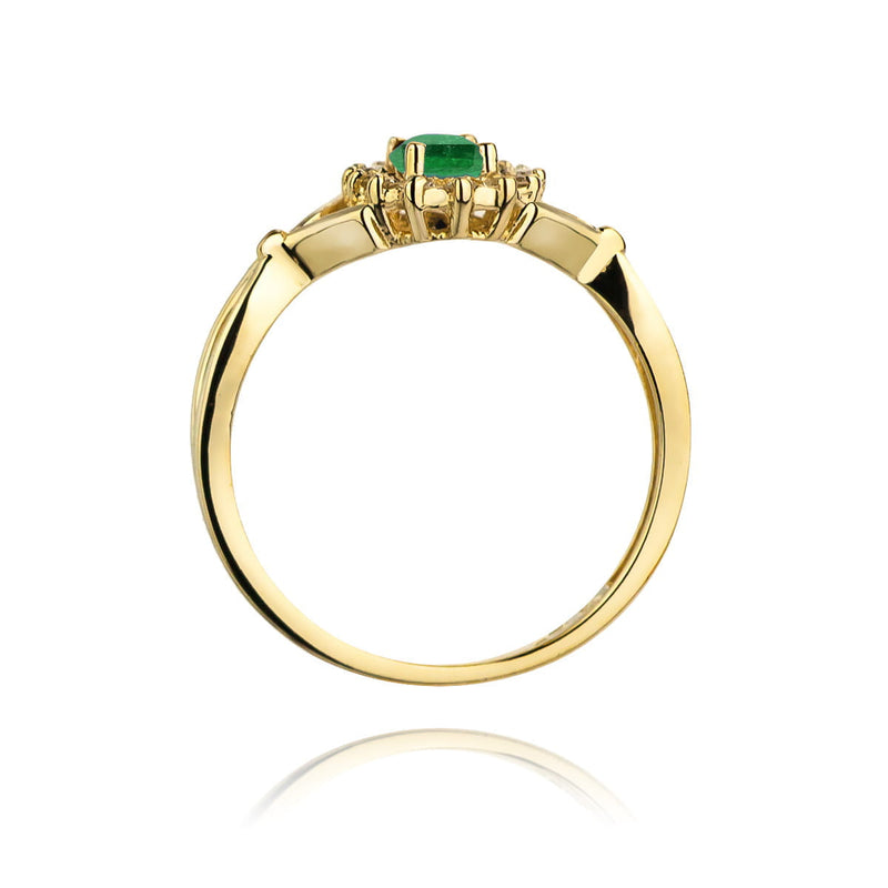 Inel Aur 9K cu Smarald 0.40 ct si Diamante Naturale 0.12 ct, imaginea 3 din 8