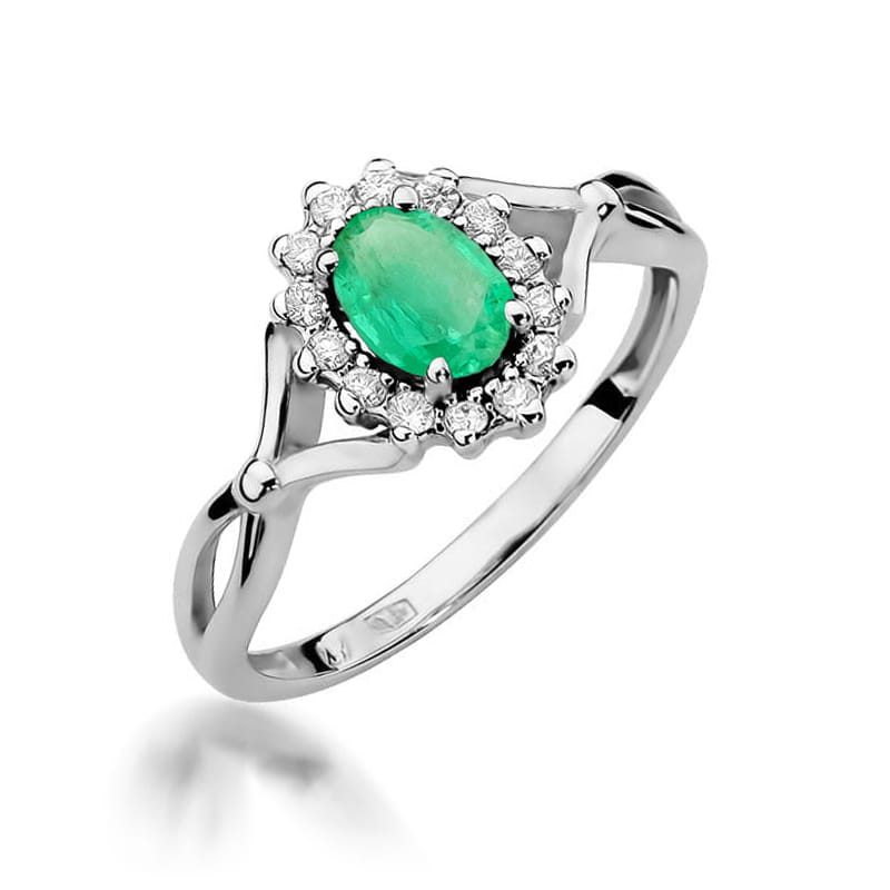 Inel Aur 9K cu Smarald 0.40 ct si Diamante Naturale 0.12 ct, imaginea 5 din 8