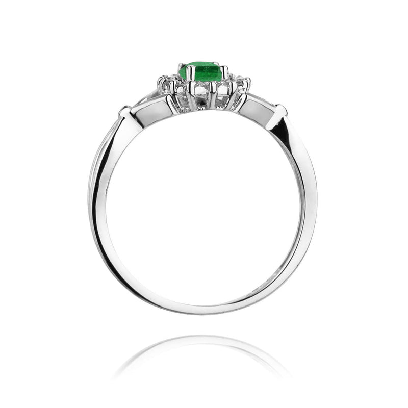 Inel Aur 9K cu Smarald 0.40 ct si Diamante Naturale 0.12 ct, imaginea 7 din 8