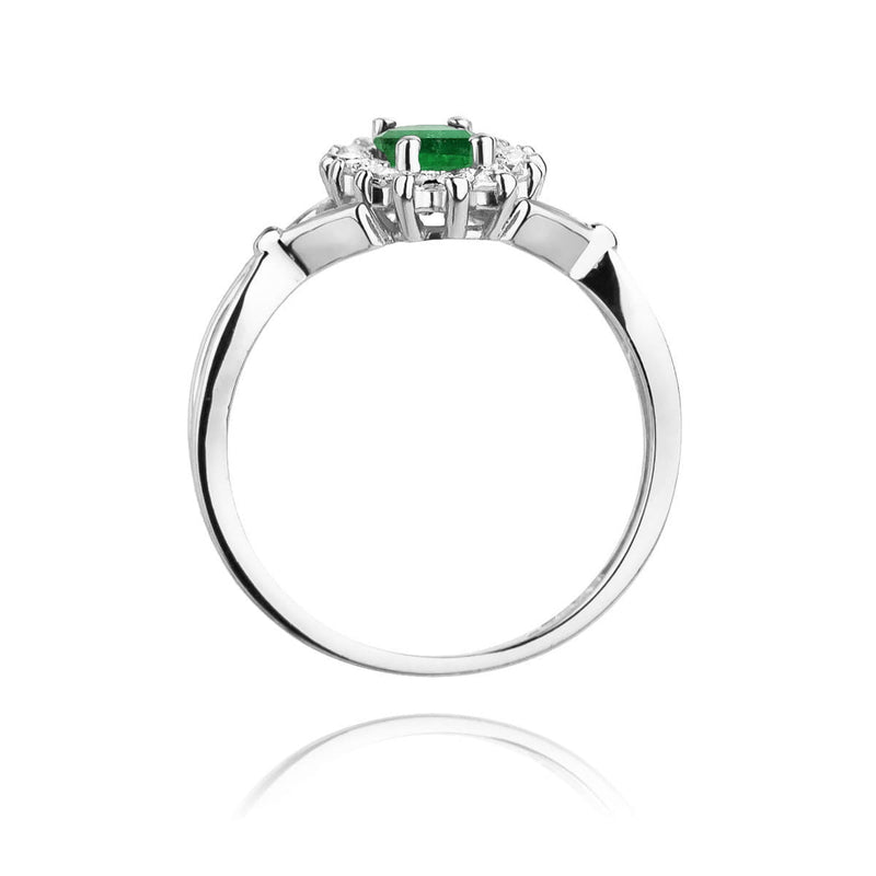 Inel Aur 9K cu Smarald 0.80 ct si Diamante Naturale 0.28 ct, imaginea 7 din 8