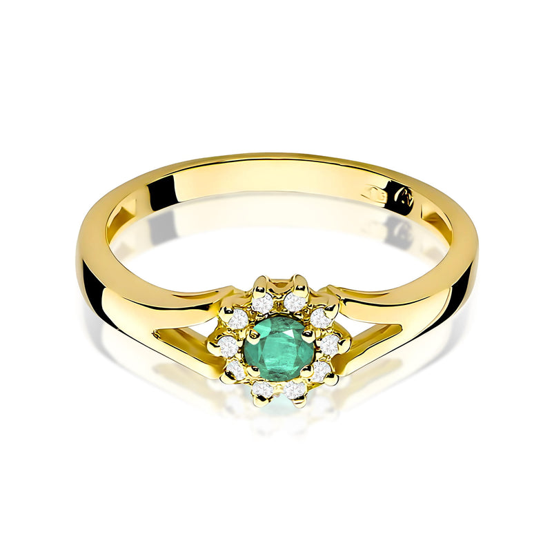 Inel Aur 9K cu Smarald 0.15 ct si Diamante Naturale 0.09 ct, imaginea 2 din 8